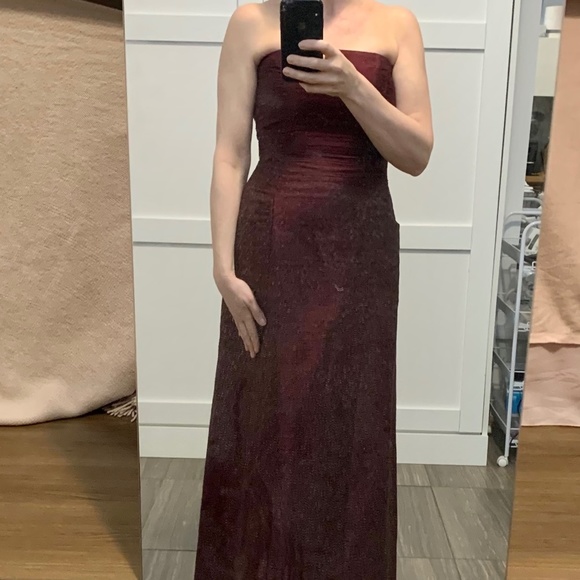 Grad Or Prom! Shoshanna 100% Silk, Fully Lined, Burgundy Strapless Dress - Picture 7 of 9